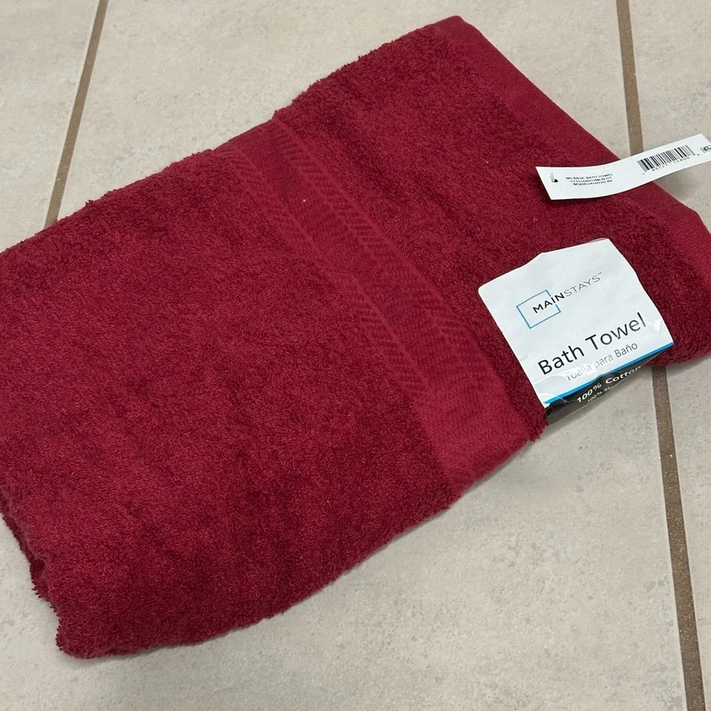 Mainstays‎ Red 2 Bath Towels cotton rich